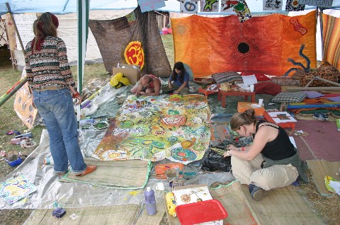 Réalisation de la fresque au stand d'Aix-Elan